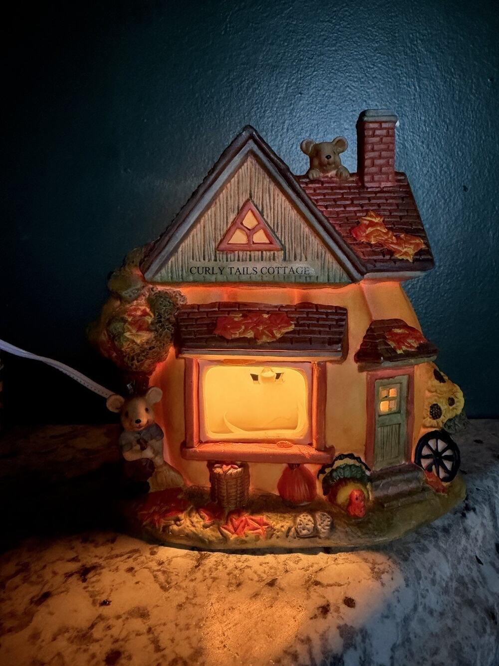 Autumn Accent Harvest Pumpkin House Lighted Village Cottage Fall Decor Halloween